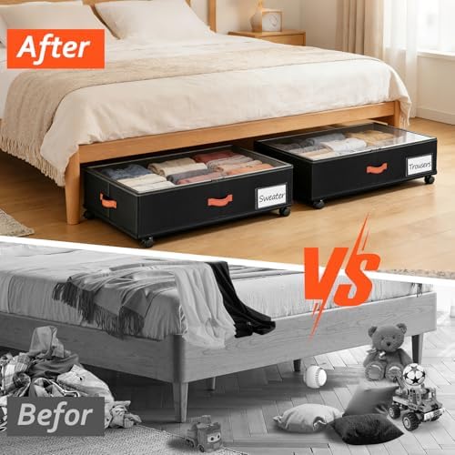 66L 2-Pack ,Under Bed Storage with Wheels , 30" L x 16" W x 7.5" H - Image 4