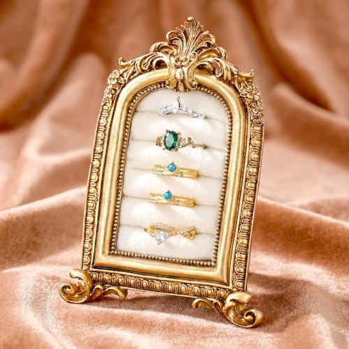 Liliaafar Vintage Ring Holder Frame Style Gold Ring Wedding Display by Unknown