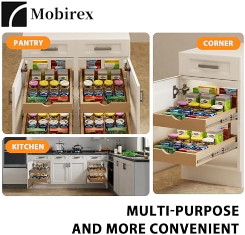 Pull Out Drawers for Cabinet Wood 15" W x 22" D Slide Out Organizer - Image 5