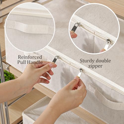 Underbed Storage Basket with PP Panel,23.6x11.8x5.9in,Beige,2 Pack - Image 5