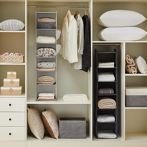 YOUDENOVA Hanging Closet Organizer and Storage, 6-Shelf, Light Grey - Image 4