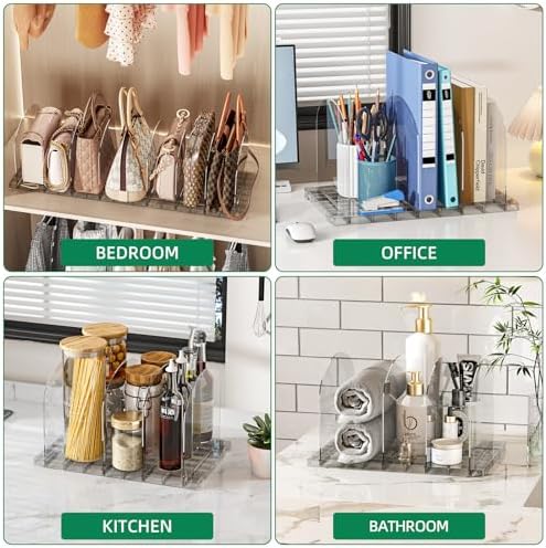 JOYZAN Purse Organizer for Closet, Adjustable Shelf Dividers for Closet Organizer Clear Acrylic Closet Purse Organizer Detachable Handbag Storage Separator Dividers for Home, Office - 4 Pack - Image 3