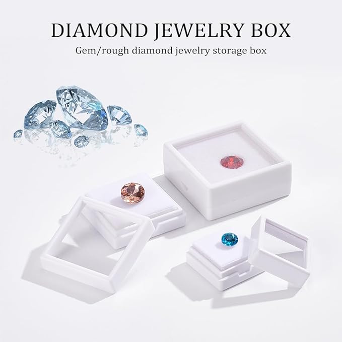 BENECREAT 24PCS 3 Size Gemstone Display Boxes With Clear Lid and Sponge, Jewelry Storage Box Organizer Case for Medallions, Antique, Jewelry, Small Gifts Packing
