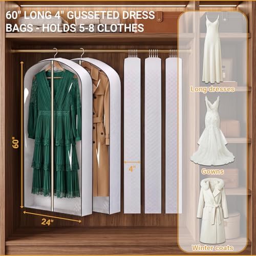 1 Pack 60" Clear Double-Sided Garment Bag with Zipper 24x60x4 Inch - Image 3