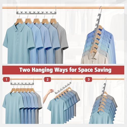 8 Pack Space Saving Hangers for Clothes, 6 to 9 Holes Expandable Heavy Duty Metal Hangers 80 Lbs Capacity, Magic Smart Hanger Closet Space Saver, Closet Organizers and Storage - Image 5