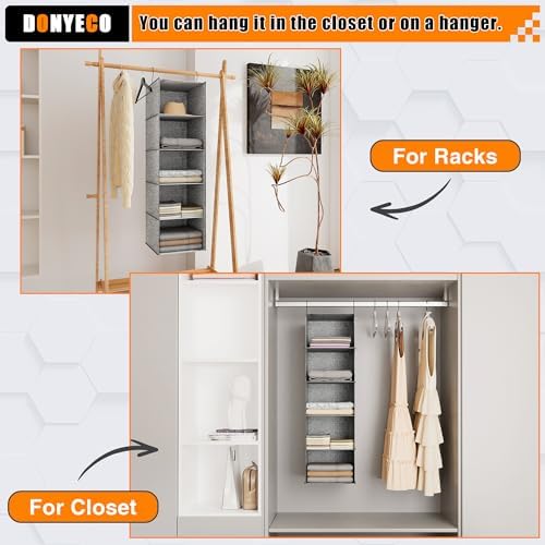 Hanging Closet Organizer 5-Shelf, Oxford Linen Wardrobe Storage, Gray - Image 5
