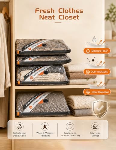 18-Pack Travel Vacuum Bags for Clothes with Rechargeable Cordless Pump - Image 5