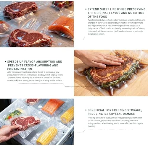 Vacuum Sealer Bags, 200 Pack Mixed Sizes 11"x16"+8"x12, Commercial Grade Airtight Food Bags, 6X Freshness Retention, Universal Fit All Clamp Sealers for Food Storage & Sous Vide Cooking - Image 6