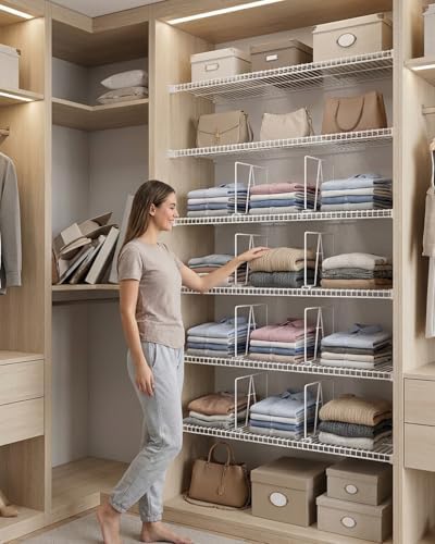 Supforce 4 Pack Wire Shelf Dividers for Closet, 12 x 12in, Bright White - Image 2