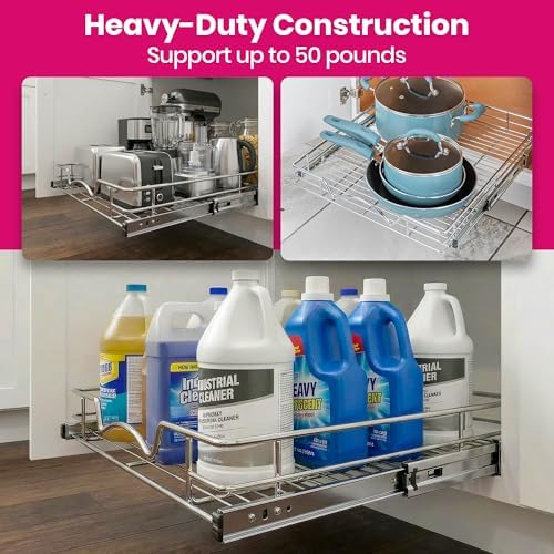 HOLDN’ STORAGE Pull Out Cabinet Organizer, 24”W x 21”D Cabinet Drawer - Image 4