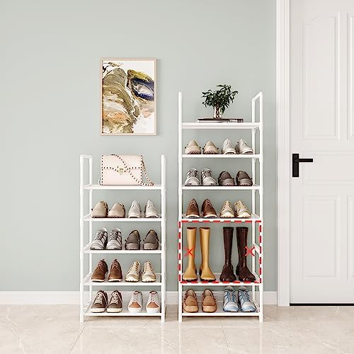 10-Tier Large Capacity Shoe Rack, Sturdy Narrow Shoe Stand for Entryway, Closet, Hallway, 20-25 Pairs Waterproof Dustproof Shoe Storage, Space Saving Tall Shoe Tower(White) - Image 5
