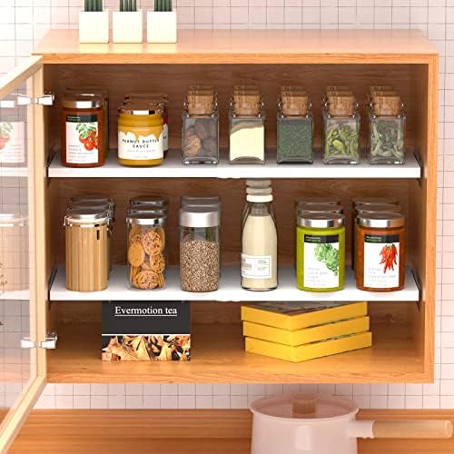 Closet Shelf Divider Expandable Cabinet Tension Shelving Rack Heavy Duty Metal DIY Shelves Separator for Wardrobe Cupboard Cabinet Pantry Kitchen Bathroom,White,3packs - Image 2