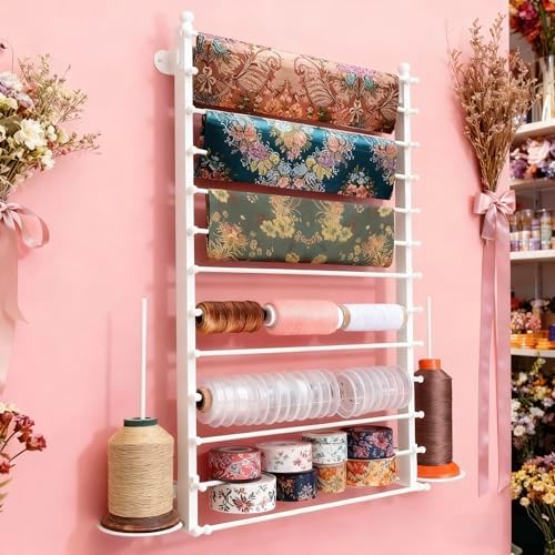 12 Layers Wall Ribbon Organizer Holder Wrapping Paper Thread Scarf Tie Rack - Image 3