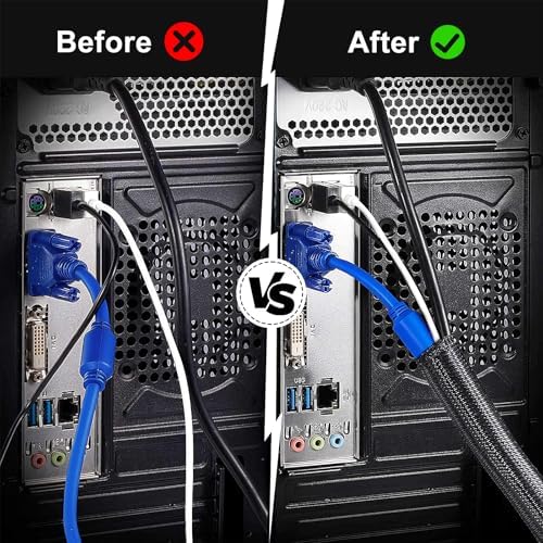 1/8" Cable Management Loom Wrap Sleeve Cord Wire Hider Organizer Covers - Image 5