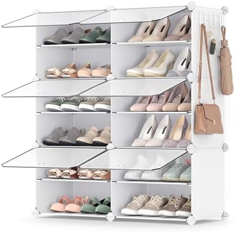 SONGMICS Shoe Rack, 6-Tier with Doors, 24-Pair Storage Cabinet by SONGMICSbySONGMICSHOME