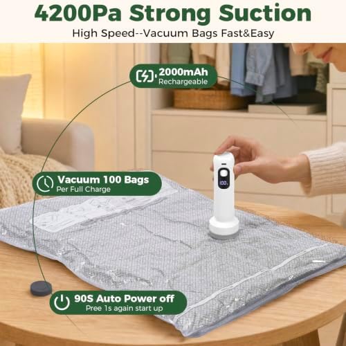 Vacuum Storage Bags with Cordless Digital Pump - 10 Medium - Image 4