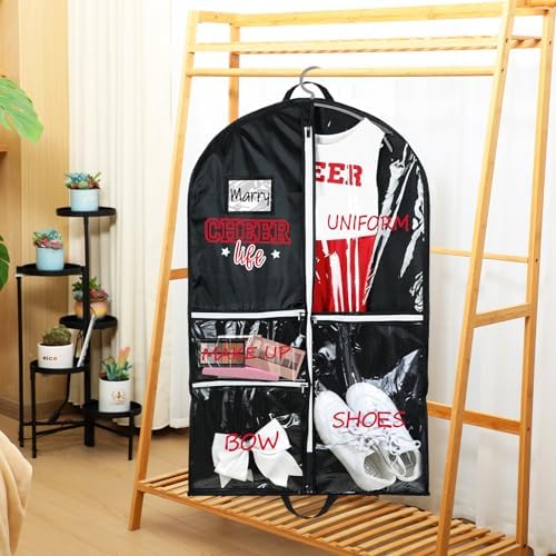 Blushtier 40" Cheer Uniform Garment Bag Cheerleading, Black,Dark Red - Image 4