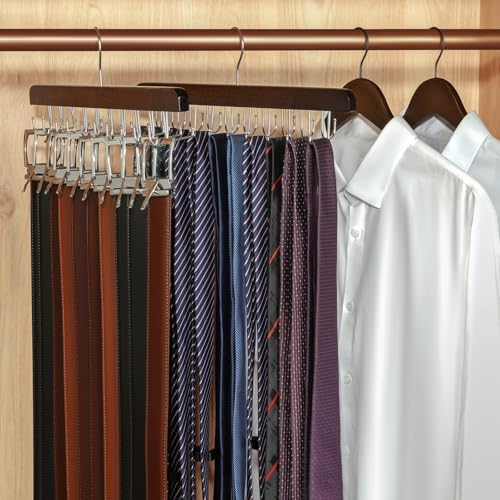 TOPIA HANGER 40 Hooks Belt Tie Hanger Space Saving for Closet, 2 in 1 Belt Ties Racks Max 60 Belts with 60 Ties Capacity, Curved with Flat Hooks for Belts,Ties,Bras,Closet Organizers and Storage CT70A - Image 2