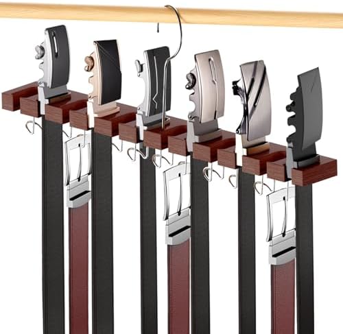 Cuipingoo Belt Hanger for Closet Max 42 Belts, 12+11 Storage (Walnut Wood) by Cuipingoo