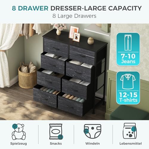 OLIXIS Dresser for Bedroom, 8 Storage Drawers, Tall Fabric Tower Organizer - Image 4
