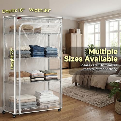 Clear PVC Wire Rack Cover, Fits 36" W x 18" D x 72" H Shelving Unit - Image 4
