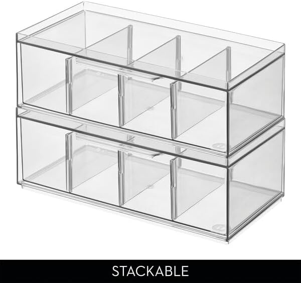 iDesign XL Tea Bag Organizer, 4-Section Clear Stackable, 4-Pack - Image 5