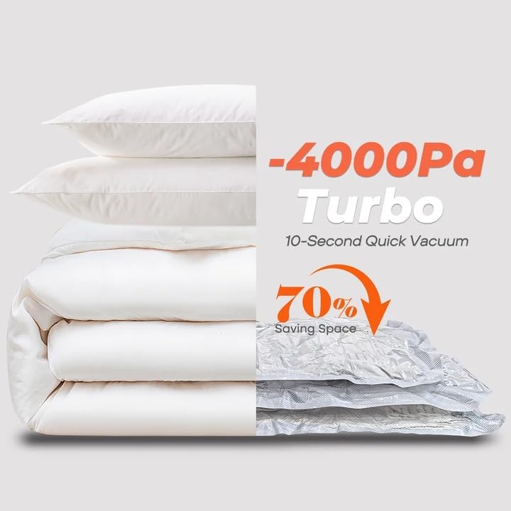 Vacbird Vacuum Seal Bags for Clothing with Rechargeable Cordless Pump, 15 Pack Vacuum Storage Space Saver Bags, Compression Packing for Clothes Bedding Blanket Pillows Comforters Luggage Travel - Image 4