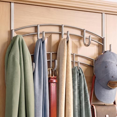 LYNK Professional® Home™ Over the Door Hooks - 9 Hook – Over the Door Coat Rack - Over the Door Hanger - Hanging Towels or Clothes - Bathroom, Bedroom, Laundry Room - Lifetime Ltd. Warranty, Platinum by LynkInc