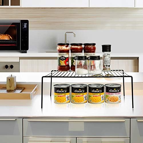 iPEGTOP Set of 6 Large (15.7 x 9.4 Inch) Kitchen Cupboard Organiser, Freezer Cabinet Storage Metal Shelf Wire Rack, Rustproof Steel Shelves for Fridge Pantries Countertops Utensils, Black - Image 5