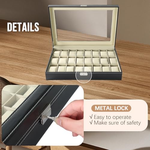 24 Slots Watch Box, Watch Display Organizer for Men Women - Image 4