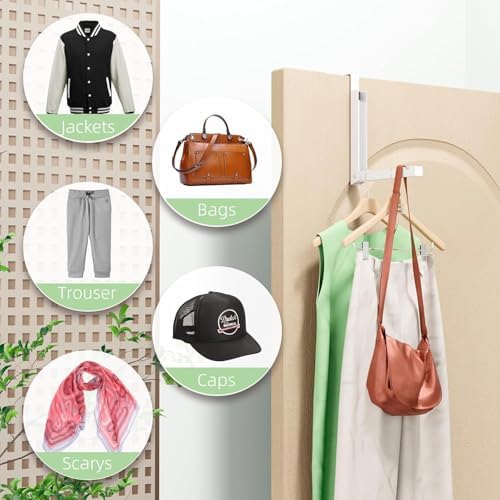 2-Pack Over The Door Hanger Foldable Clothes Drying Rack, Collapsible Hanging Coat Rack for Laundry Room & Bedroom, Space-Saving Compact Foldable Portable Clothing Hanger Hook, White - Image 4