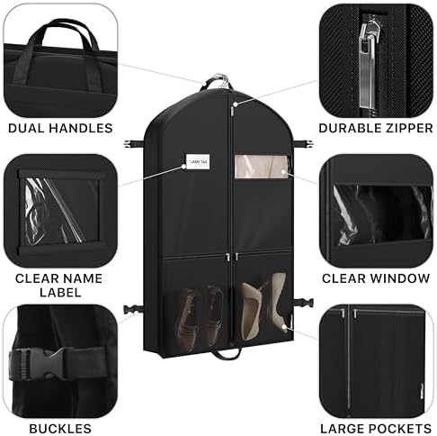 Simple Houseware 43" Travel Garment Bag with Pockets, Heavy Duty Suit Bag - Image 4