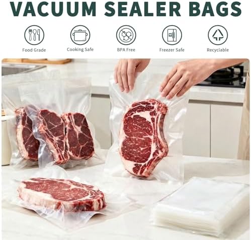 Vacuum Sealer Bags, 200 Pack Mixed Sizes 11"x16"+8"x12, Commercial Grade Airtight Food Bags, 6X Freshness Retention, Universal Fit All Clamp Sealers for Food Storage & Sous Vide Cooking - Image 2