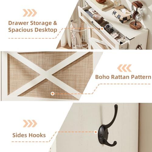 LEYAOYAO Rattan Shoe Cabinet Storage for Entryway with 2 Flip Drawers - Image 5