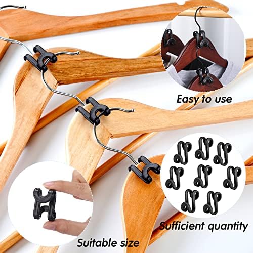 Unittype 100 Pcs Black Plastic Heavy Duty Clothes Hanger Connector Hooks, Space Saving, Cascading - Image 5