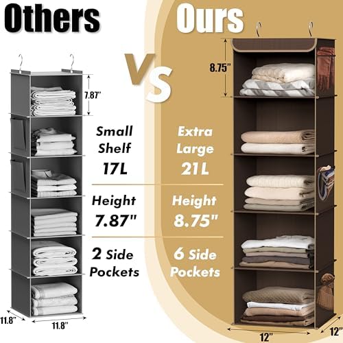Simple Houseware 5 Shelf Hanging Closet Organizer, Brown - Image 4