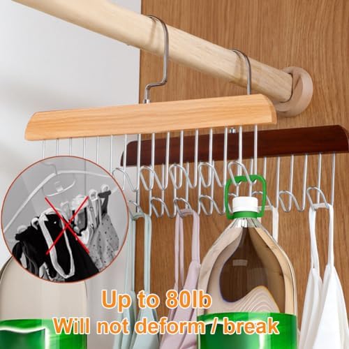 Belt Hangers for Men - 2 Pack Belt Organizer for Closet with 16 Metal Hooks Bra Organizer for Closet - Non-Slip Belt Holder for Closet Space Saving Belt Holder Belt Rack for Closet Brown - Image 5