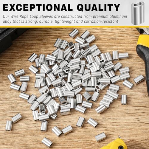 200 Pcs 3/32" Aluminum Crimping Loop Sleeve, Cable Crimps Ferrules, Silver - Image 5