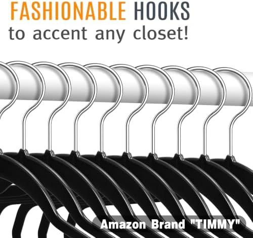 TIMMY 50 Pack Plastic Clothes Hangers, 17.7 in, Black, Non-Slip, Heavy Duty - Image 5