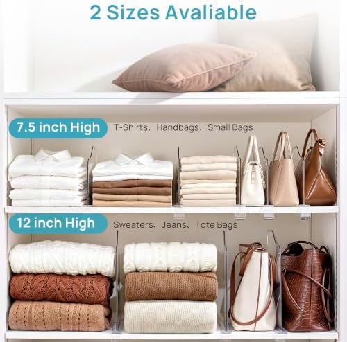 Vtopmart 4 Pack 7.5“ Height Shelf Dividers for Closet Organization - Image 4