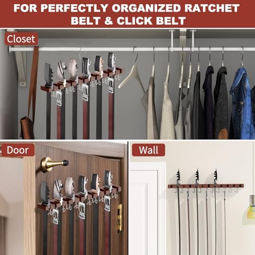 Cuipingoo Belt Hanger for Closet Max 42 Belts, 12+11 Storage (Walnut Wood) - Image 6