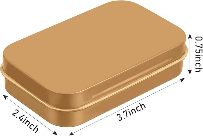 Hulless 6 Pcs Metal Hinged Tin Box Container Mini Portable Small Storage Container Kit with Lid for Home Storage 3.7 x 2.3 x 0.8 Inch, Gold