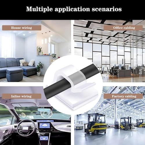 Cable Clips，50PCS Electrical Cord Management Adhesive Cable Wire Clip Wire Clips wall，Used for Cars, Offices, and Homes Cable Clips Cord Organizer (Transparent) - Image 6