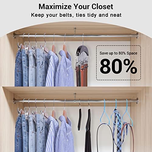 Ohuhu Belt Hanger 12 Hooks Wooden 360° Rotating Closet Organizer - Image 4