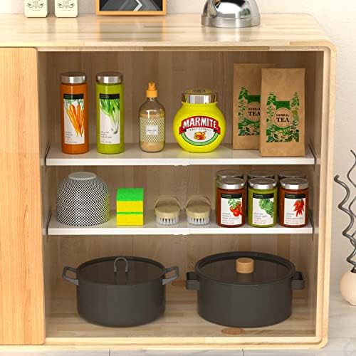 Closet Shelf Organizer Expandable Cabinet Tension Shelf Divider Heavy Duty Metal DIY Shelf Separator for Wardrobe Cupboard Cabinet Pantry Kitchen Bathroom,White,2packs - Image 6