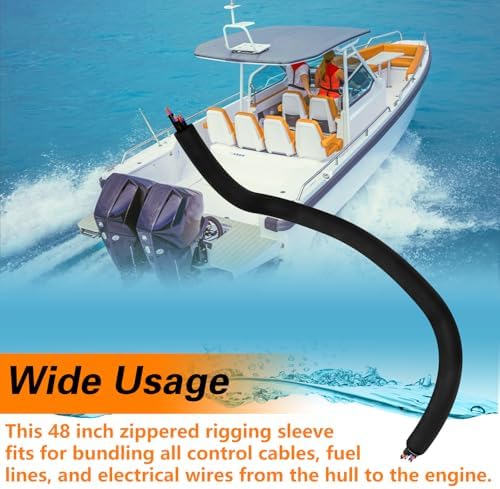 EVRBUL 48 Inch Zippered Rigging Sleeve, Heavy Duty 600D Waterproof Marine Cable Jacket, Trolling Motor Cable Sleeve for Bundling Control Cables Fuel Lines and Electrical Wires - Image 4