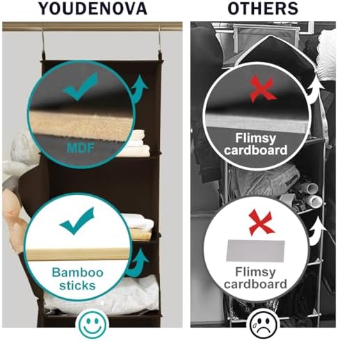 YOUDENOVA Hanging Closet Organizer and Storage, 6-Shelf, Brown - Image 4