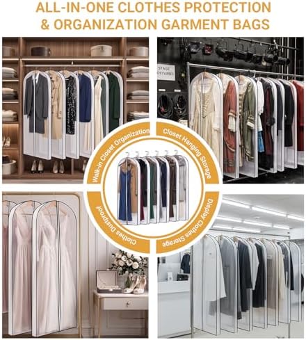 6 Pack 60" Clear Double-Sided Garment Bag with Zipper 24x60x4 Inch - Image 4