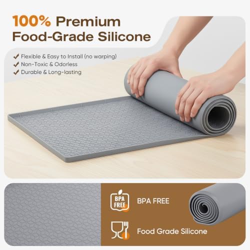 TRZZ Waterproof Under Sink Mat, 31"x22", Drip Tray Shelf Liner, Light Blue - Image 4