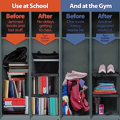 Piffny Locker Organizer Shelf， Adjustable Width and Height, Stackable, Ideal Locker Shelf for School, Office, Gym Lockers, or Even Kitchen Cabinets & Under Sink Organization (Blue) - Image 3
